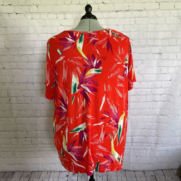APT 9 SIZE 3X SHORT SLEEVE RED/ORANGE BLOUSE, V NECK, SOFT - Picture 4 of 10